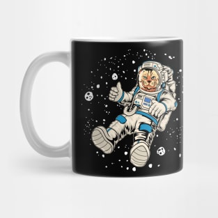 Floating Cat in Space - Fun Space Cat Graphic Mug